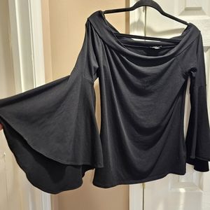 Express Black Off The Shoulder Women’s Bell Sleeve Top Size L